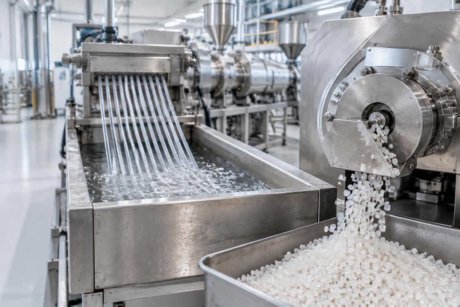 Polymer cooling and pelletizing process